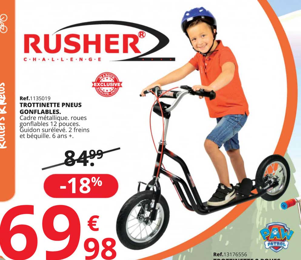 rusher trottinette pneus gonflables