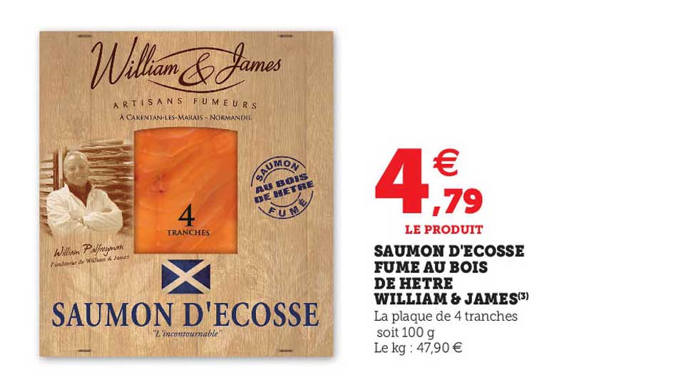 saumon d'écosse fumé au bois de hêtre william & james