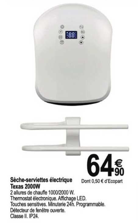sèche-serviettes électrique texas 2000w