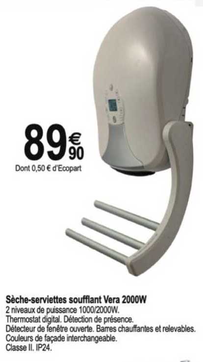 sèche-serviettes soufflant vera 2000w