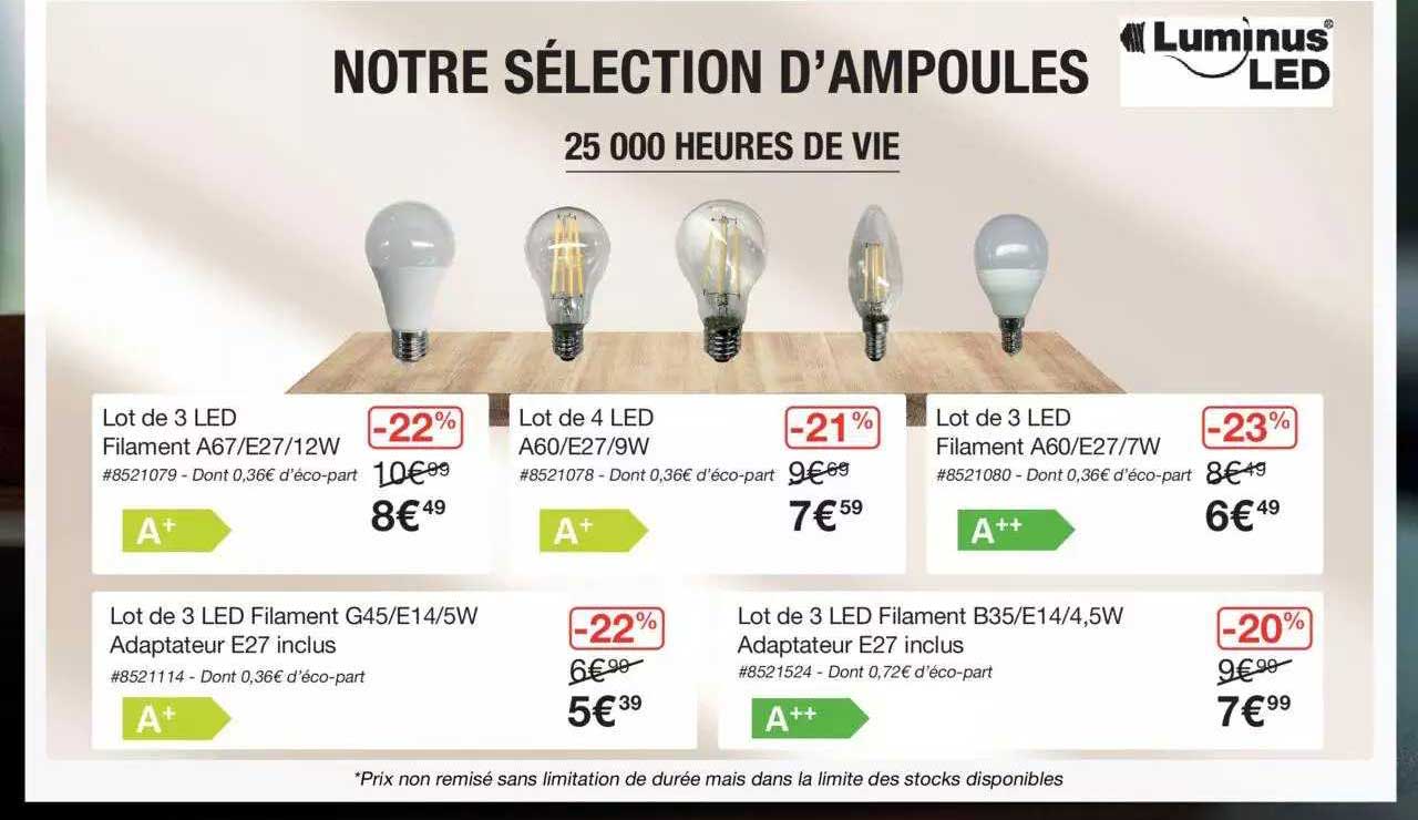 sélection d'ampoules 25 000 heures de vie
