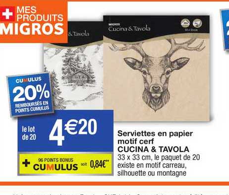 serviettes en papier motif cerf cucina & tavola