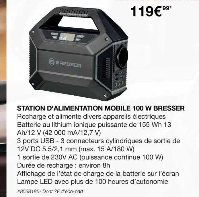 Station D'alimentation Mobile 100 W Bresser
