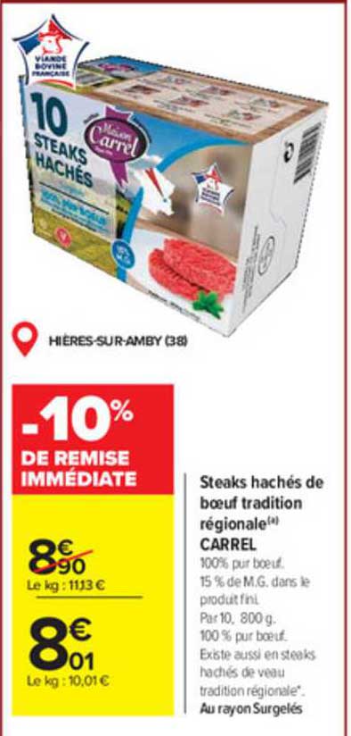 steaks hachés de bœuf tradition régionale carrel