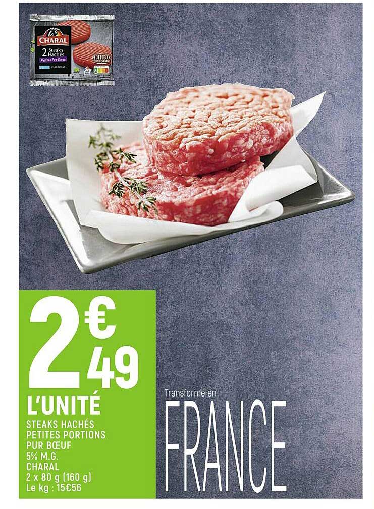 steaks hachés petites portions pur bœuf 50% m.g. charal