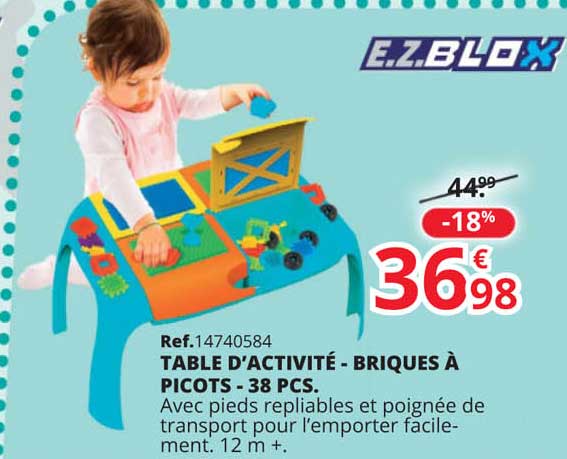 table d'activité - briques à picots - 38 pcs e.z. blox