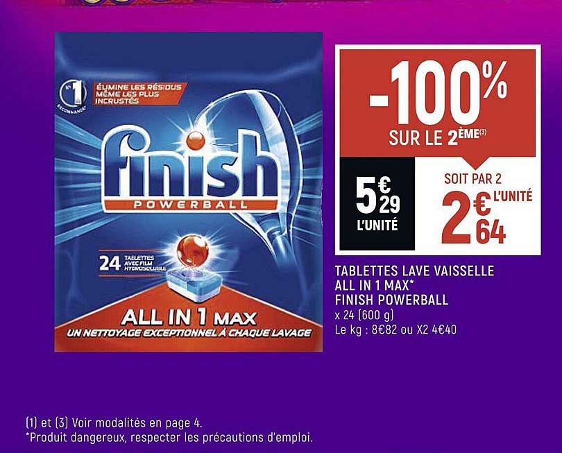 tablettes lave vaisselle all in 1 max finish powerball