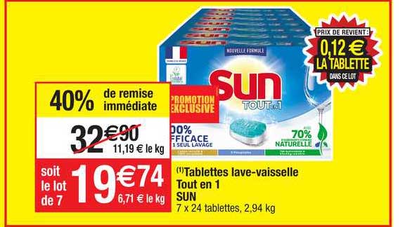 tablettes lave-vaisselle tout en 1 sun