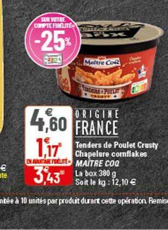 tenders de poulet crusty chapelure cornflakes maître coq