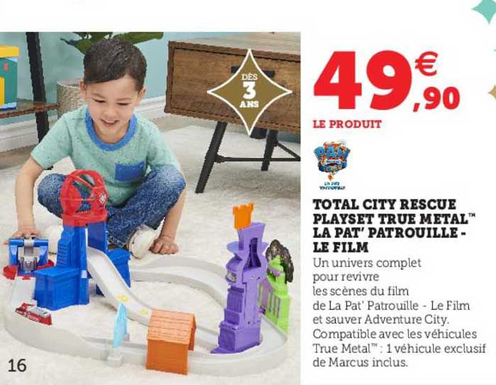 total city rescue playset true metal la pat' patrouille - le film