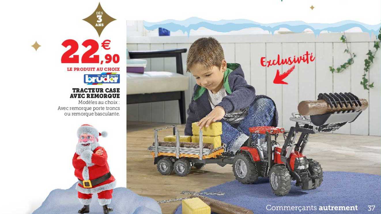 tracteur case avec remorque bruder