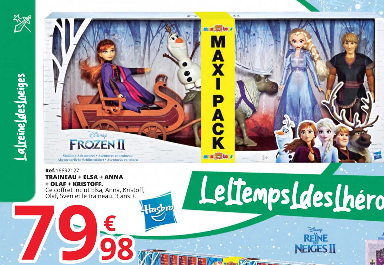 traineau + elsa + anna + olaf + kristoff hasbro