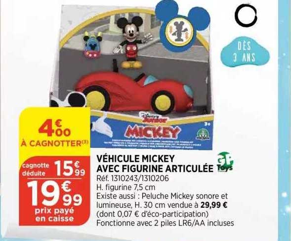 véhicule mickey avec figurine articulée