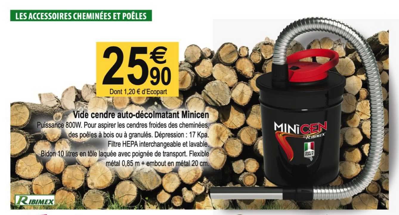 Vide Cendre Auto-décolmatant Minicen Ribimex