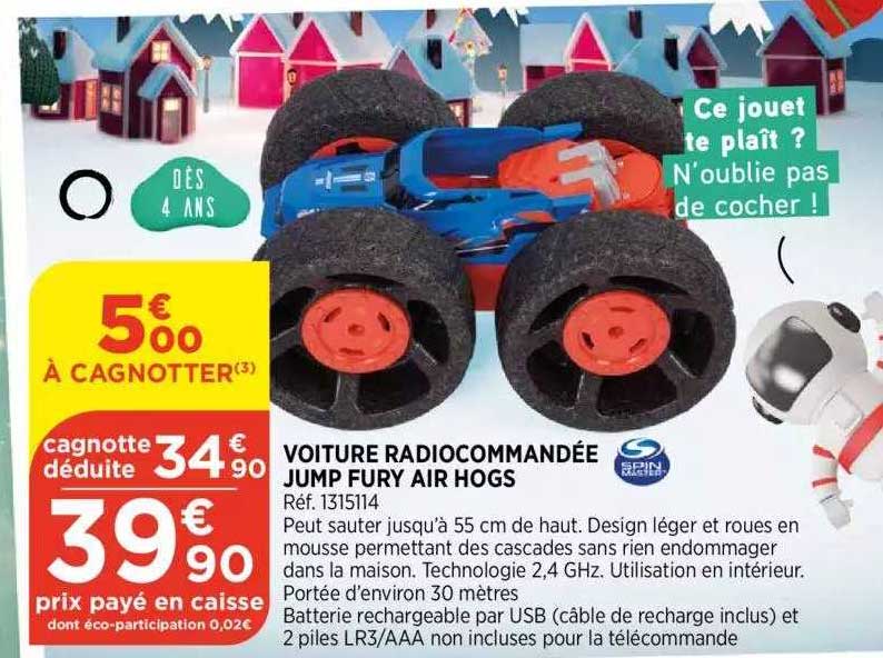 voiture radiocommandée jump fury air hogs