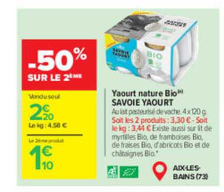Yaourt Nature Bio Savoie Yaourt