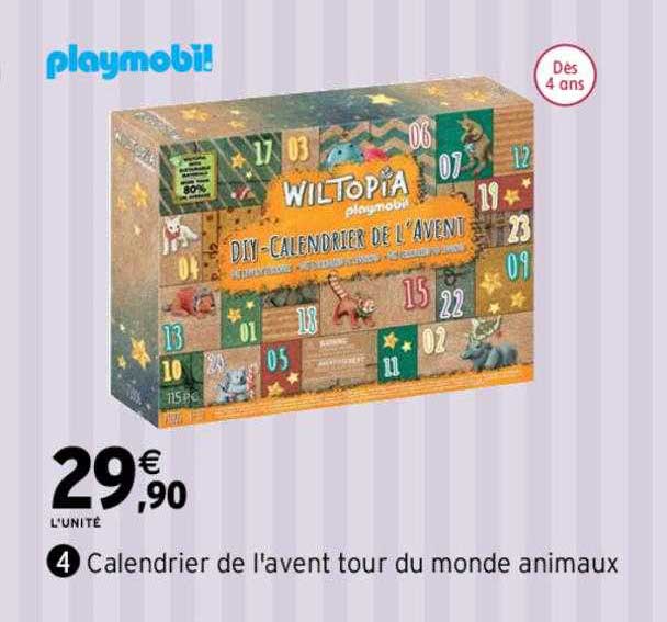 calendrier de l'avent tour du monde animaux playmobil