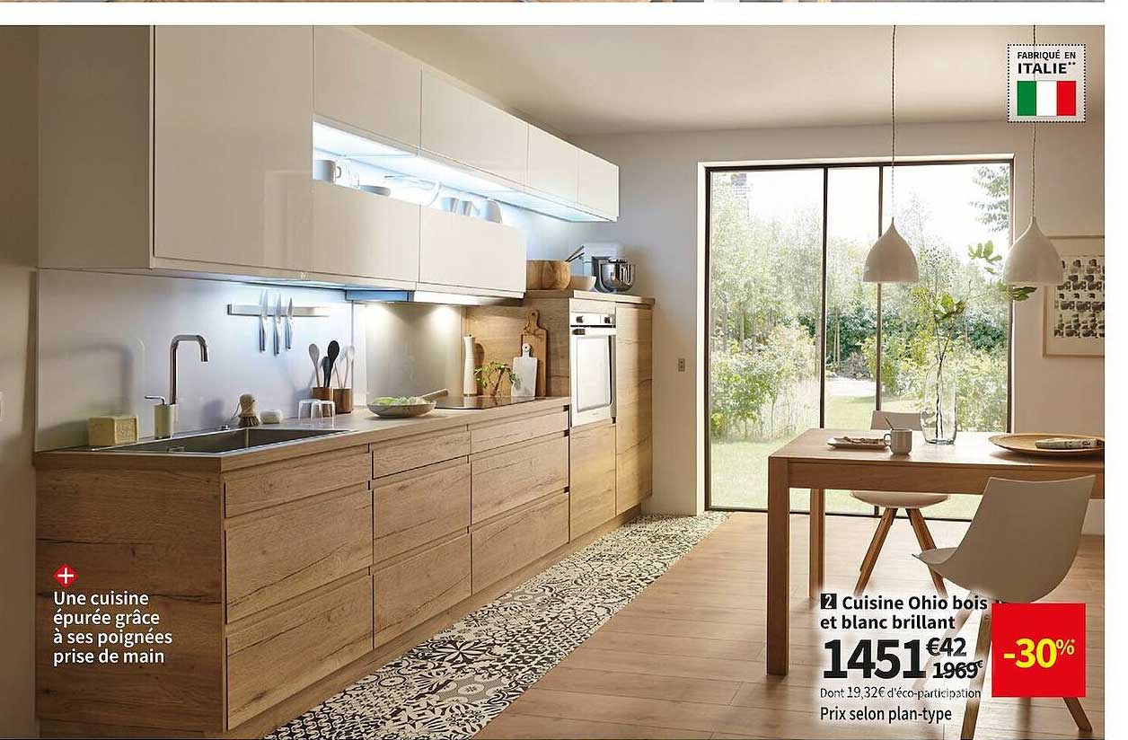 cuisine ohio bois et blanc brillant