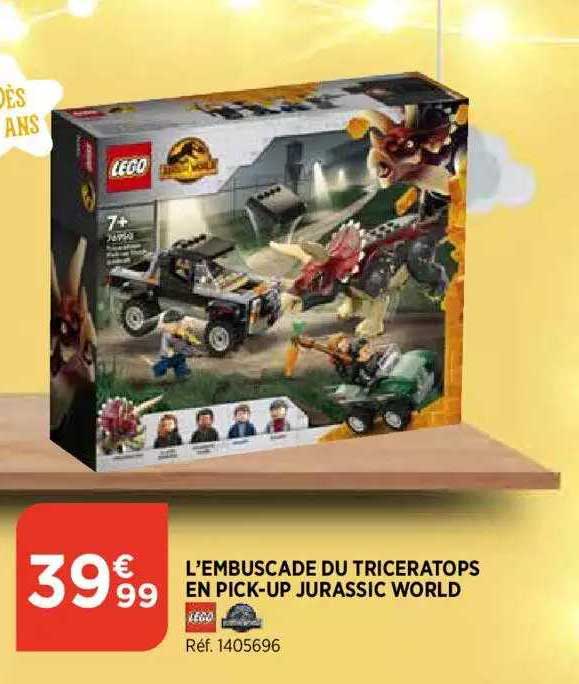 l'embuscade du triceratops en pick-up jurassic world lego