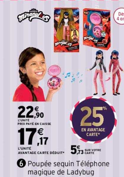 poupée sequin téléphone magique de ladybug