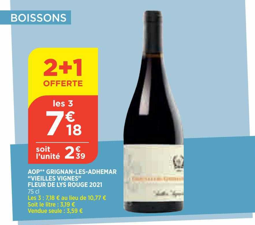 aop grignan-les-adhémar "vieilles vignes" fleur de lys rouge 2021