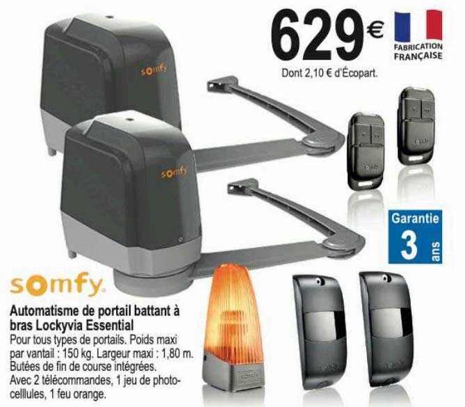 automatisme de portail battant à bras lockyvia essential somfy