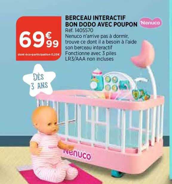 berceau interactif bon dodo avec poupon nenuca