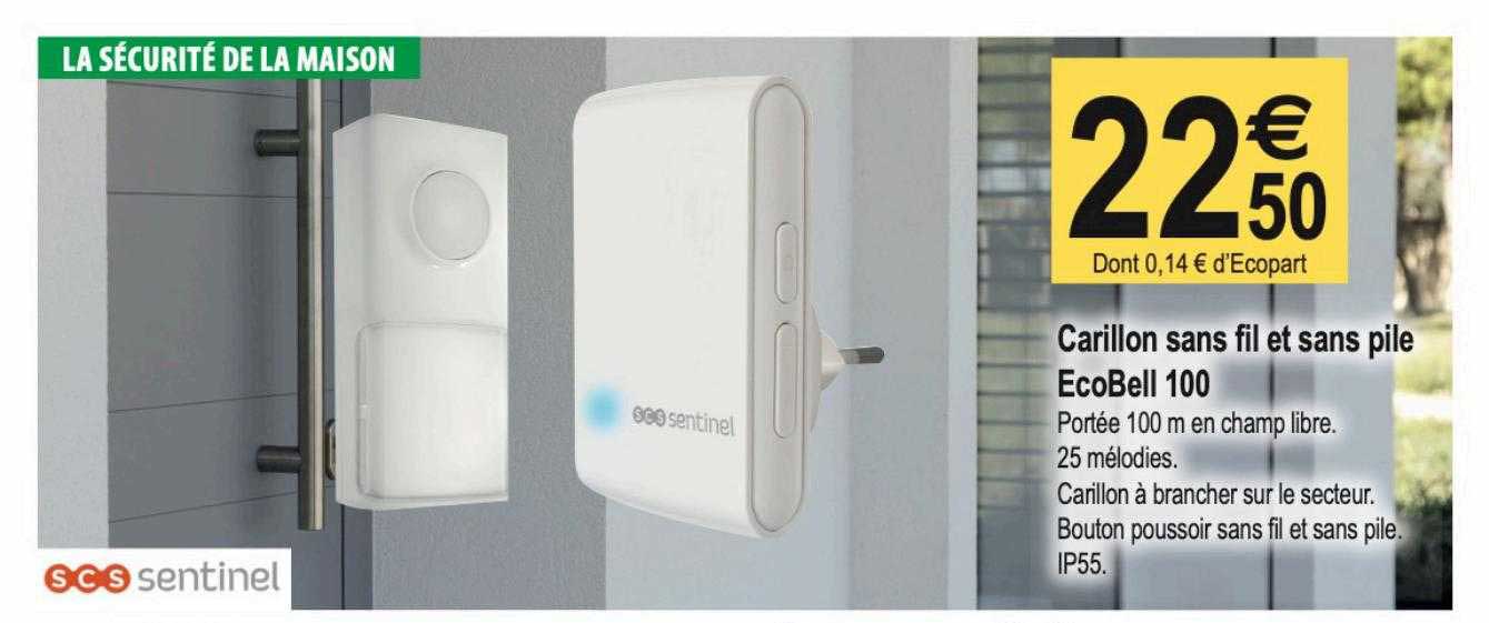 carillon sans fil et sans pile ecobell 100 scs sentinel
