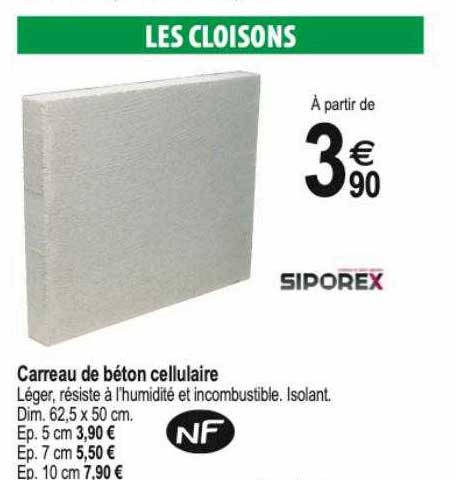 carreau de béton cellulaire siporex