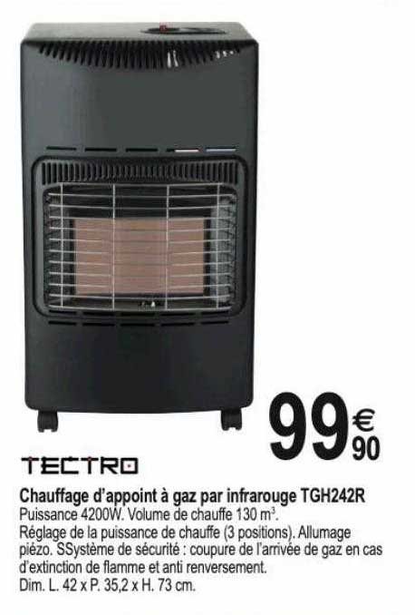 chauffage d'appoint à gaz par infrarouge tgh242r tectro
