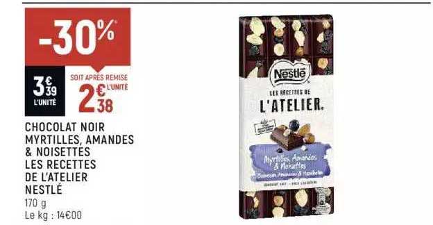 chocolat noir myrtilles, amandes & noisettes les recettes de l'atelier nestlé