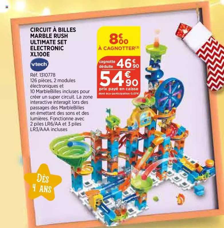 circuit à billes marble rush ultimate set electronic xl100e vtech