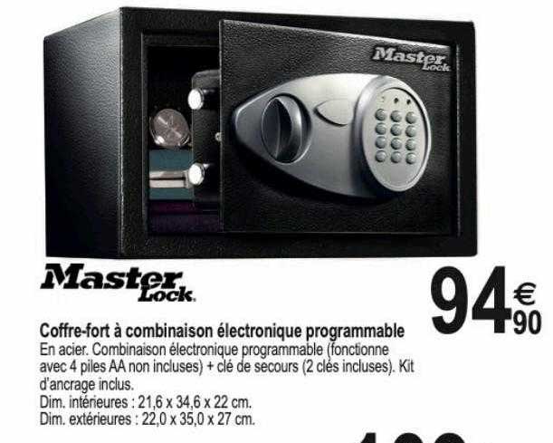coffre-fort à combinaison électronique programmable master lock