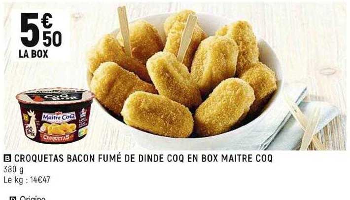 croquetas bacon fumé de dinde coq en box maître coq