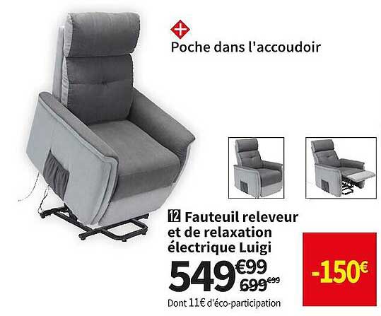 fauteuil releveur et de relaxation électrique luigi