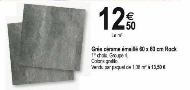 grés cérame émaillé 60 x 60 cm rock