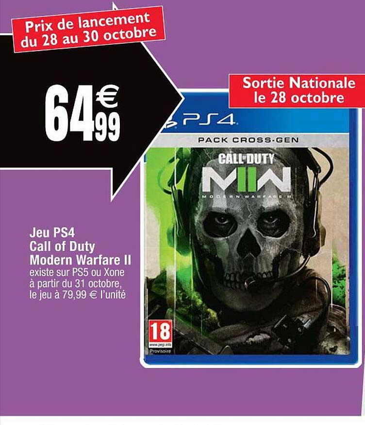 jeu ps4 call of duty modern warfare II