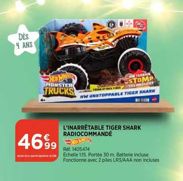 l'inarrêtable tiger shark radiocommandé hot wheels