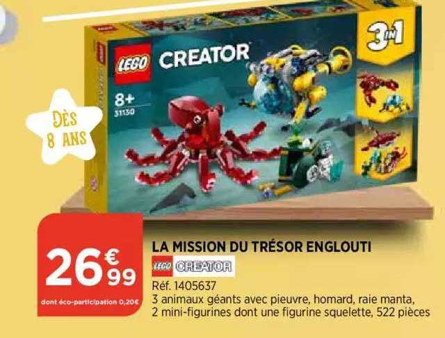 la mission du trésor englouti lego creator