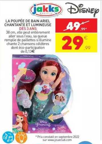la poupée de bain ariel chantante et lumineuse jakks disney