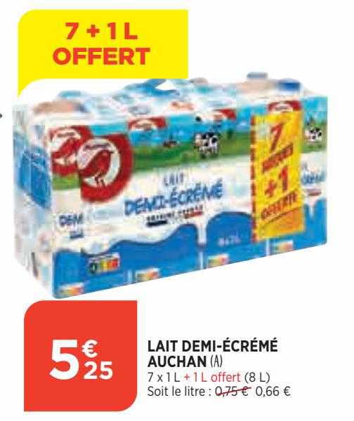 lait demi-écrémé auchan