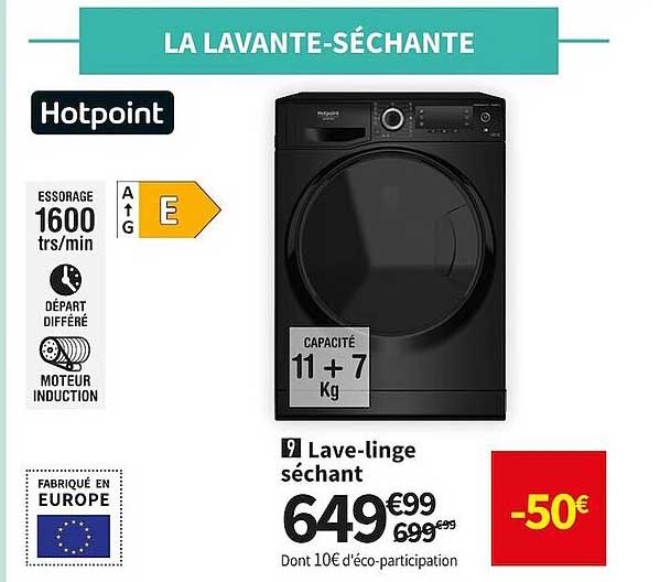 lave-linge séchant hotpoint