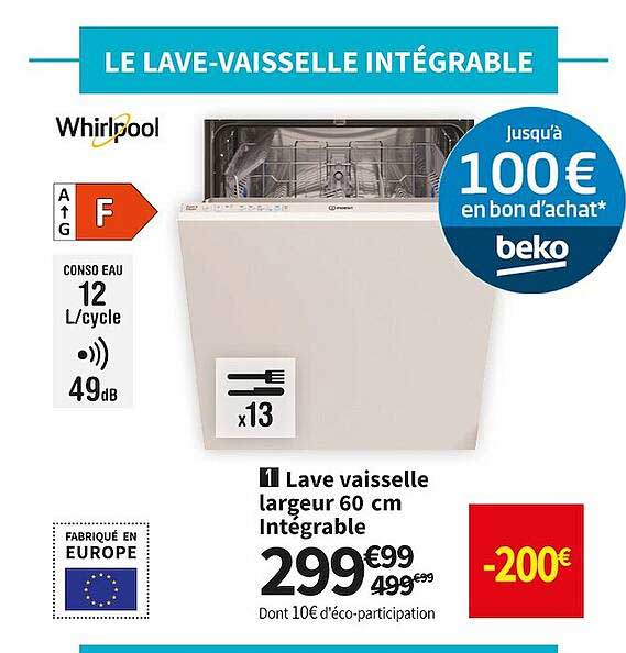 lave vaisselle largeur 60 cm intégrable whirlpool