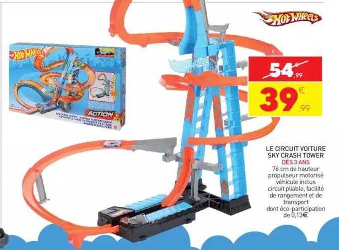le circuit voiture sky crash tower hot wheels