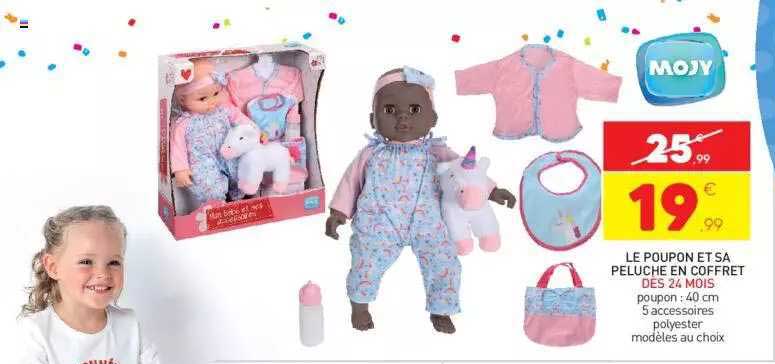 le poupon et sa peluche en coffret mojy