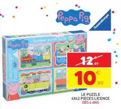 le puzzle 4x42 pièces licence peppa pig