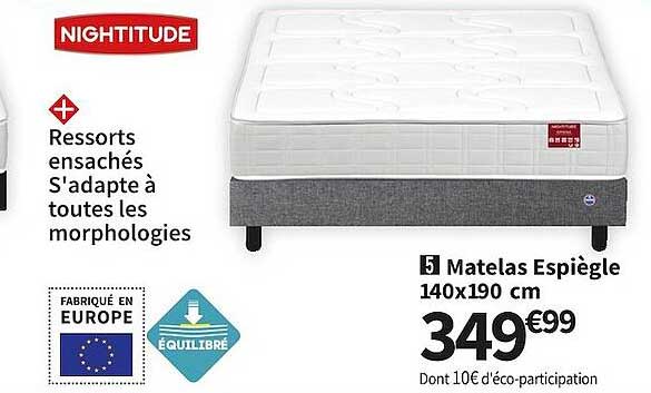 matelas espiègle 140x190 cm nightitude