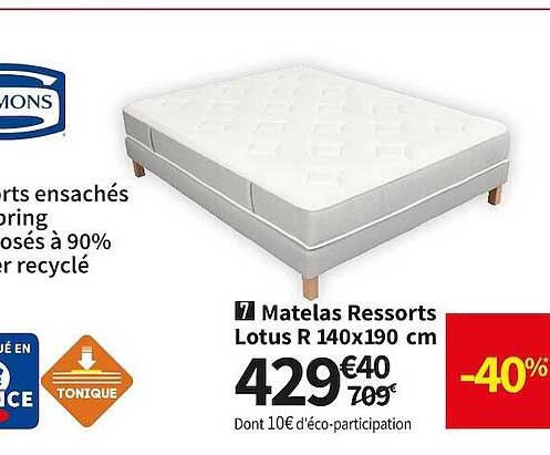Matelas Ressorts Lotus R 140x190 Cm Simmons