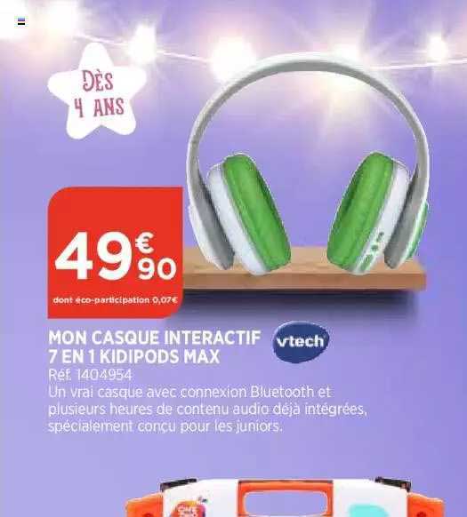 mon casque interactif 7 en 1 kidipods max vtech