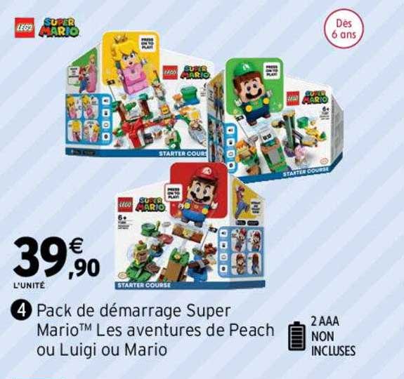 pack de démarrage super mario les aventures de peach ou luigi ou mario lego super mario